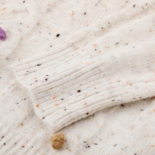 D112524冬季新款绞花毛球针织衫宽松圆领毛衫落肩袖套头毛衣女 商品图13