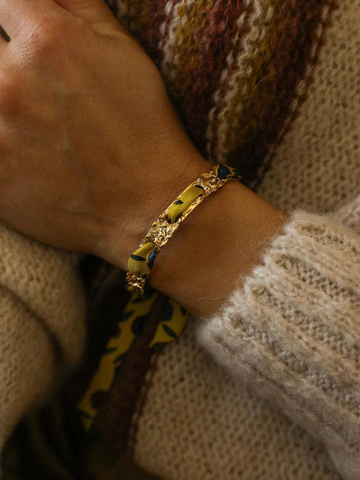订购14周到｜AN-NEE-FEERIE-藤蔓-黄色 吉普赛传说 1cm 丝巾手镯［法国设计师］ 商品图0