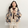 【11/26新品】熙世界小香风仿羊羔毛绒翻领格纹短外套女装冬季复古夹棉毛呢大衣 商品缩略图2