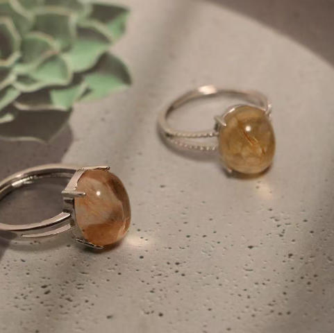 招财发金 水晶戒指 一物一件实拍 很亮 商品图0