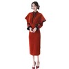 GX红色旗袍女新中式2025新款订婚敬酒服冬季长袖日常两件套旗袍披肩 商品缩略图4