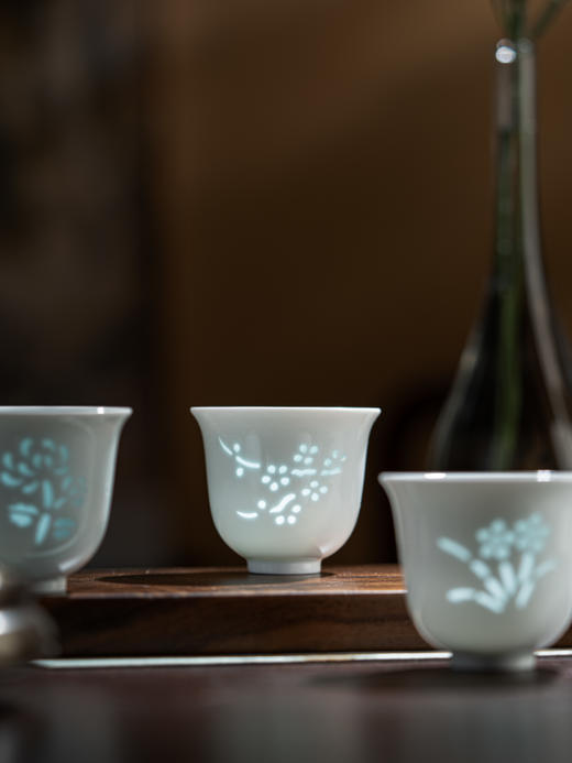 新品 富玉 | 景德镇玲珑瓷组合功夫茶具十二节气杯 商品图3