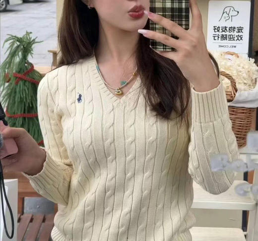 🔥V领11个颜色💢黑五折扣开启💰850✈️直邮，拉夫劳伦当家经典女士v领麻花毛衣，纯棉质地不起球不变形，闭眼必入单品啊姐妹们～尺寸XS-XXL码可选！！ 商品图11