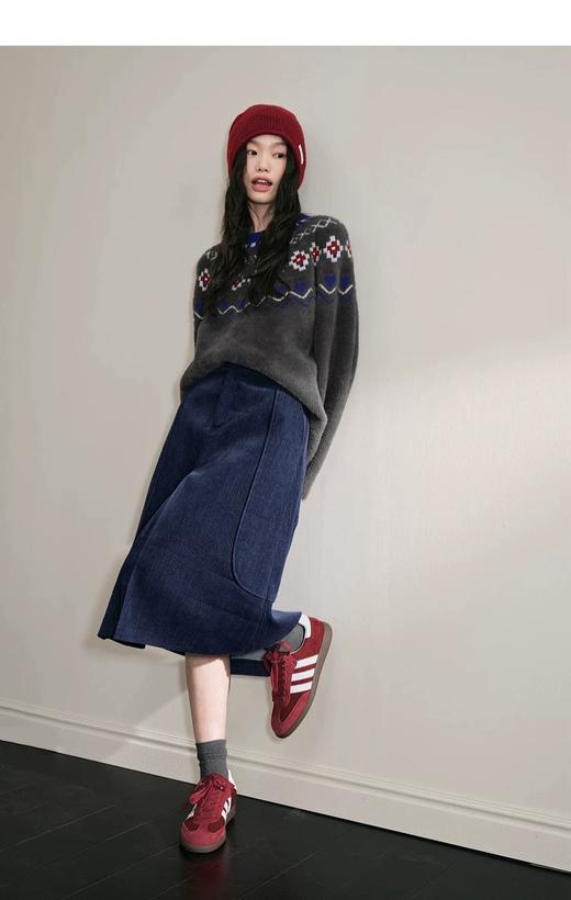 D112523蓝色灯芯绒工装裙半身裙半裙25秋冬季叠穿搭女长裙a字裙 商品图6