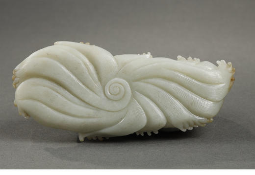 独角鹿西洋古董清代中期出品「麟吐玉书」主题白玉雕摆件 商品图6