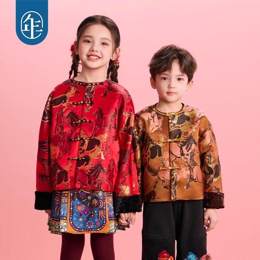 徐悲鸿联名年衣童装加绒唐装汉服冬季款儿童中式大展鸿图中式外套 商品图3