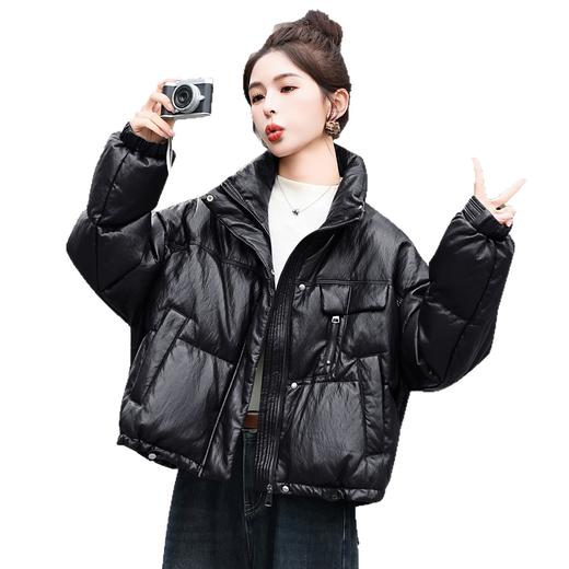 时尚免洗皮衣羽绒服，黑色宽松大码面包服小个子外套HR-YF2680A 商品图4