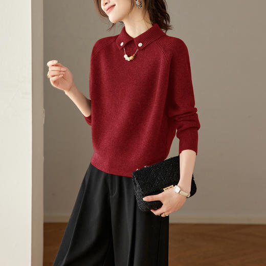 CC复古保暖毛衣女秋冬宽松显瘦内搭高级感好看减龄娃娃领针织上衣厚 商品图2
