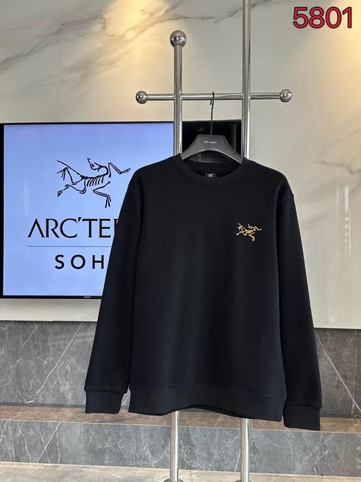 D112503情侣款休闲百搭加绒款硅胶logo圆领套头加厚保暖卫衣 商品图3