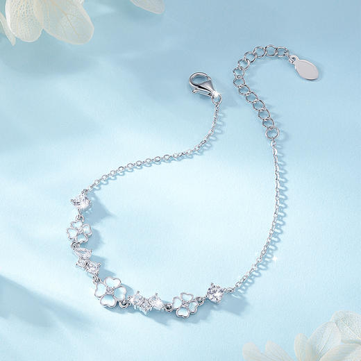 【夜光四叶草】夜光爱心四叶草手链 925银璀璨闪耀小众原创轻奢精致优雅气质浪漫百搭拼接链 告白甜蜜好运 商品图4