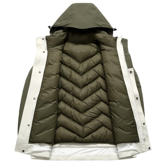 半身缘男女装 冬季户外中长款可脱卸拼色三防面料一衣多穿羽绒服2533 商品图6