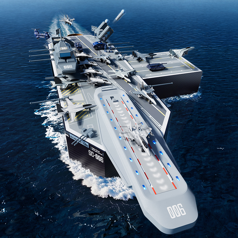 【探秘航空母舰 成就孩子舰长梦】科学罐头统一号航空母舰模型 造型逼真 细节精致
