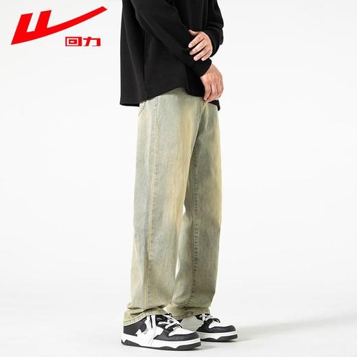 回力黄泥染牛仔裤男直筒春秋款宽松复古水洗做旧美式高街裤子男款 商品图3