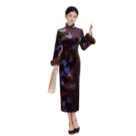 GX复古国风长袖加绒旗袍2025冬季新款改良新中式日常旗袍 商品图4