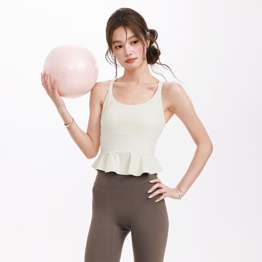 跃牌【海听系列】性感美背含胸垫瑜伽服背心带胸垫防震运动上衣XC104 商品图3