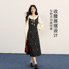 【11/26新品】熙世界千金小香风刺绣蝴蝶结连衣裙女2025秋冬新款收腰假两件裙子 商品缩略图2