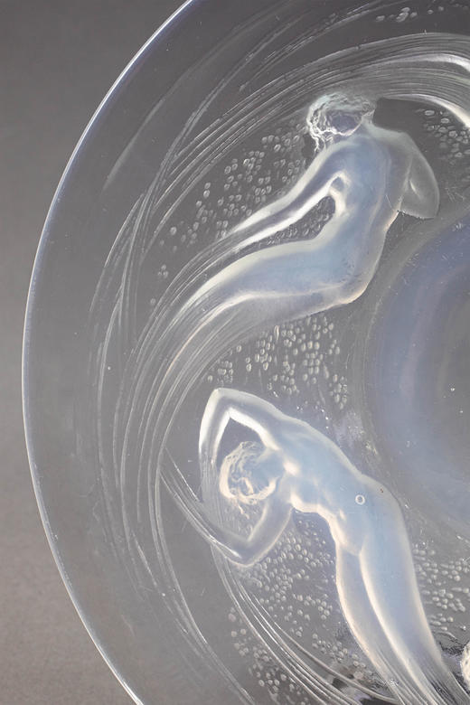 独角鹿西洋古董1920年代法国出品「ONDINES水之精灵」主题欧珀水晶浅口盘 商品图3