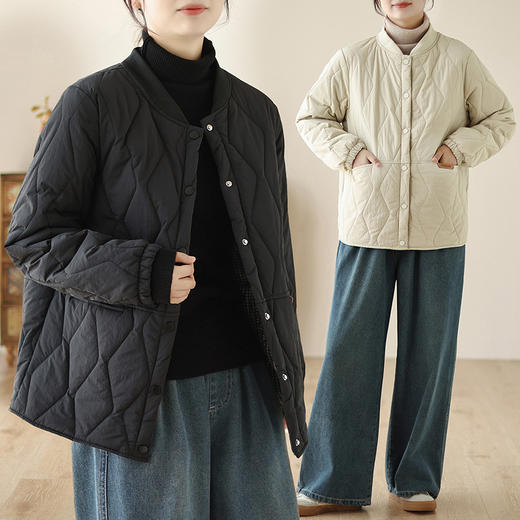 【简约舒适❗️复古轻奢】大码羽绒棉服女外套冬季宽松轻薄棉袄女新款百搭女装短款保暖棉衣。ja 商品图0