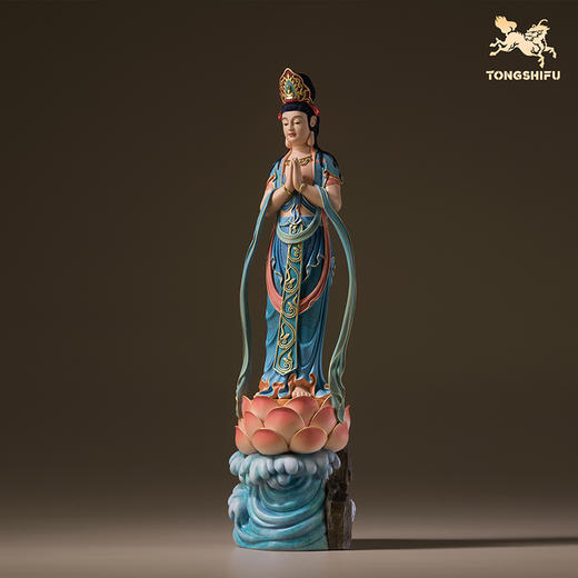 铜师傅《合掌观音（彩绘版）》客厅桌面青铜摆件 家居装饰工艺品 商品图2