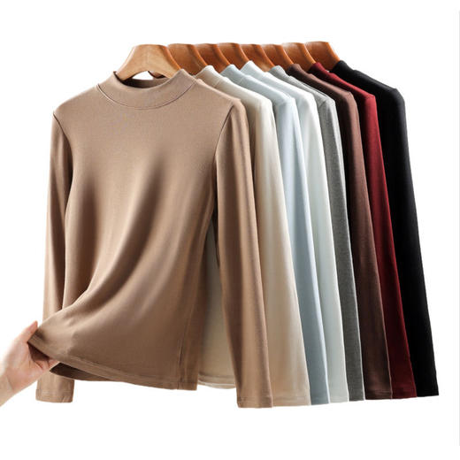 「新升级！柔肤肌底衣」半高领打底衫女秋冬季修身好搭t恤紧身纯色内搭长袖上衣 商品图4