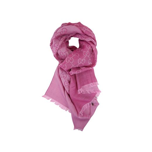 1659043G6465872U 古驰GUCCI 【羊毛桑蚕丝混纺】男女四季款经典双G印花丝巾流苏下摆披肩围巾【180*45cm】 商品图0