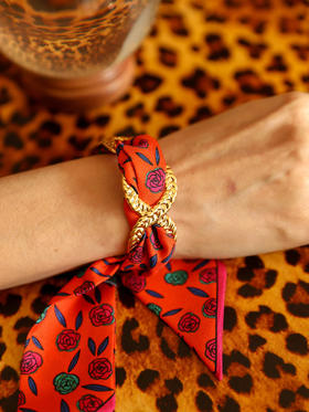 订购14周到｜AN-NEE-TRESSE-粉橘色 4cm 丝巾手镯［法国设计师］