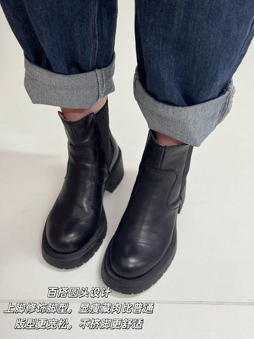 花粉定制【切尔西靴】不加绒，正码正拍，无需拍大一码！黑色、棕色经典色系，筒口松紧设计，穿脱方便，鞋面头层植鞣牛皮，内里头层牛皮，鞋底防滑耐磨，北方可穿 商品图6
