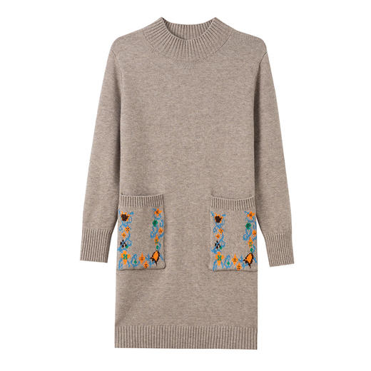 CC配大衣红色毛衣裙女士中长款秋冬季2025新款遮屁股宽松针织打底衫 商品图4