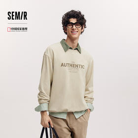 森马中国国家地理嘉绒系列卫衣男春字母印花宽松圆领上衣简约百搭