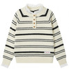 CC慵懒风蕾丝边圆领条纹毛衣女秋冬软糯内搭宽松套头针织衫打底上衣 商品缩略图4