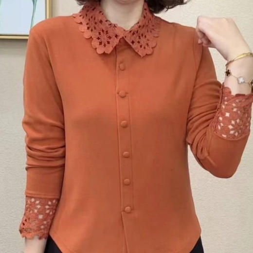 2025新款冬季新款时尚洋气百搭减龄显瘦气质花边衬衫领套头上衣女 商品图2