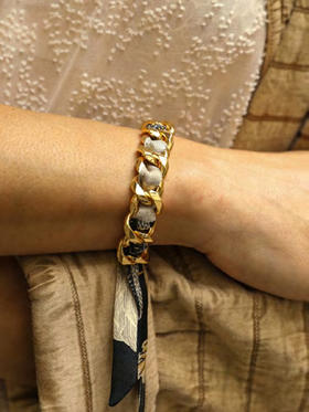 订购14周到｜AN-NEE-BRG-DECEMBRE-黑色 波西米亚 1cm 丝巾手镯［法国设计师］