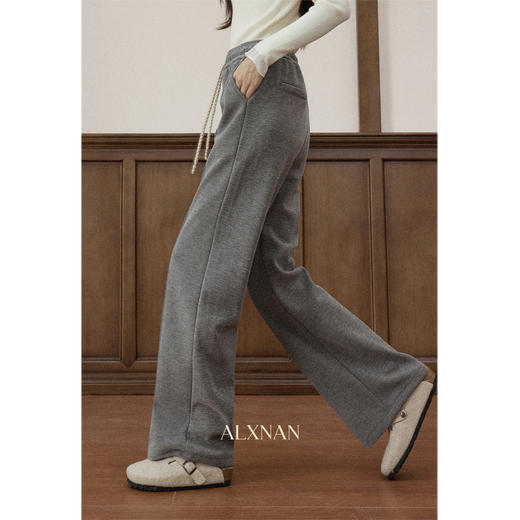 【6折秒杀】鹿向南「秋千日记」高腰垂坠感休闲裤女秋冬宽松直筒通勤阔腿裤 商品图3