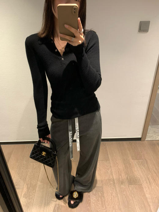 Max*羊毛莱赛尔polo领知性坑条织显瘦打底毛衫 商品图11