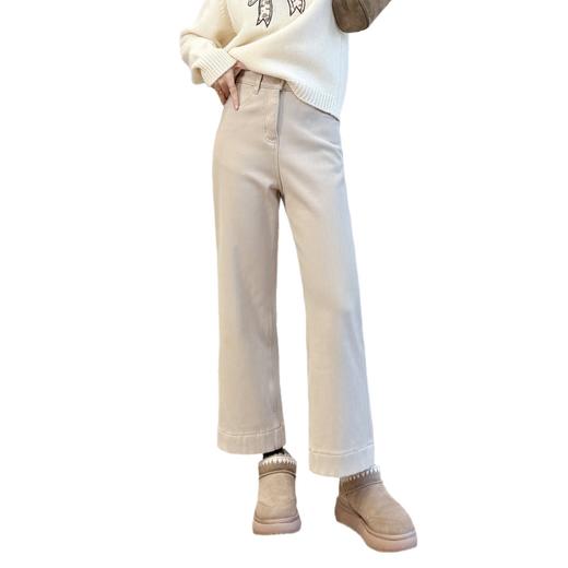 九分奶茶裤！2025四面弹厚绒牛仔裤美拉德咖色洋气直筒裤！ 商品图4