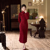 GX红色提花加绒长袖旗袍2025秋冬新款时尚改良年轻少女款日常旗袍裙 商品缩略图0