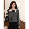 鹿向南「薄暮灰铃」灰色针织开衫毛衣女秋小众设计感修身法式上衣 商品缩略图3