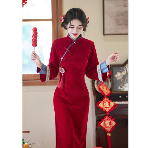 GX红色旗袍中式新娘敬酒服2025冬季新款绝美小个子订婚旗袍中式礼服 商品图1