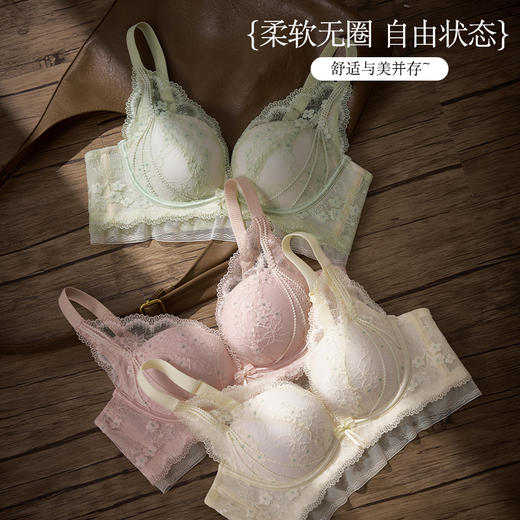 法式时尚无钢圈 小胸聚拢显大  蕾丝收副乳防下垂文胸615# 商品图7