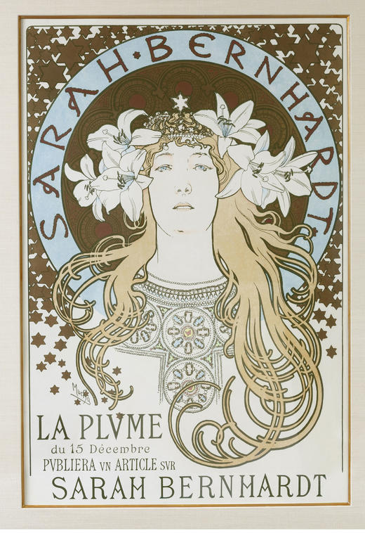 独角鹿西洋古董1896年法国出品石版画《致莎拉·伯恩哈特的敬意——她的仰慕者和朋友们》 商品图1