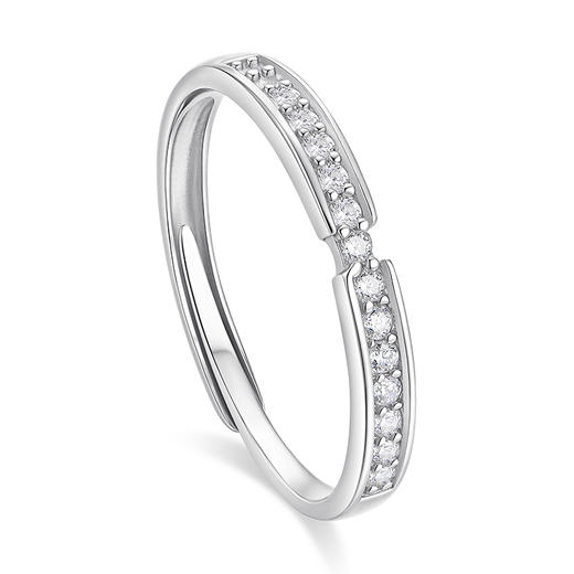 卡蒂罗KADER 相遇情侣对戒 925银满铺璀璨圆锆设计怦然心动邂逅甜美爱恋简约大气可调节素圈一对 甜美浪漫恋爱频率 商品图2