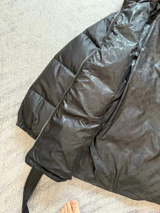 D112548女士黑色中长款含腰带羽绒夹克羽绒服 商品图3