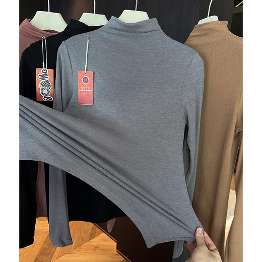 官网499！蕉家秋冬羊毛保暖小高领肌底衣女磨毛内搭高弹修身打底衫长袖上衣 商品图6