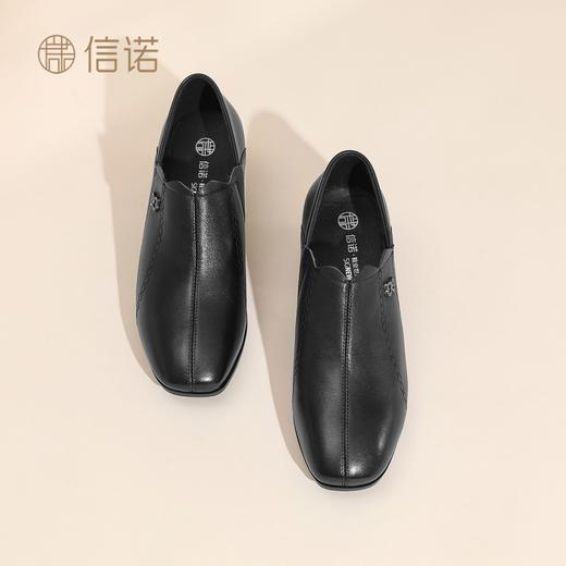 信诺妈妈鞋真皮中跟粗跟单鞋2025秋冬新款软底舒适女鞋一脚蹬皮鞋6C2610-27 商品图9