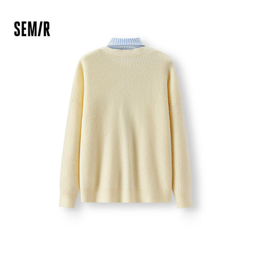 森马针织开衫女春季假两件衬衫领oversize温柔学院风慵懒气质毛衫 商品图1