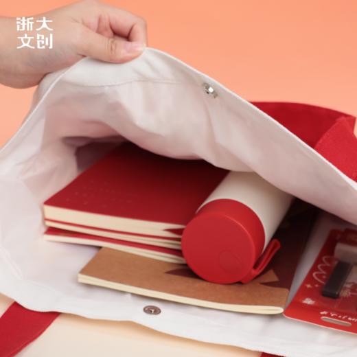 浙江大学帆布拼色单肩包-红色 商品图2