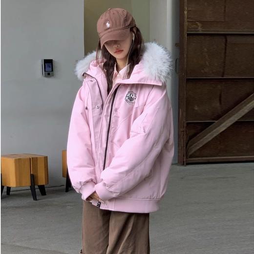 【美式复古毛领连帽派克服】女冬季新款棉衣加厚保暖工装棉服外套 商品图2
