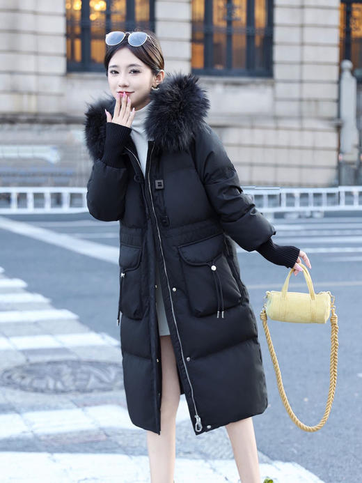 AUChris方扣大毛领长款羽绒服ACJS2183 商品图5