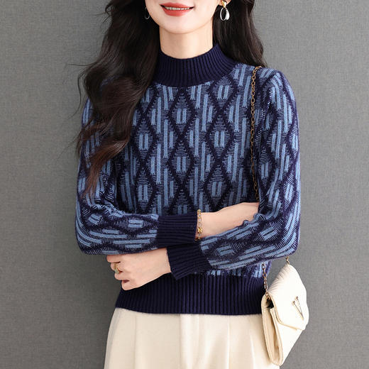 CC2025秋冬新款洋气百搭半高领设计感毛衣休闲针织衫保暖内搭上衣 商品图2