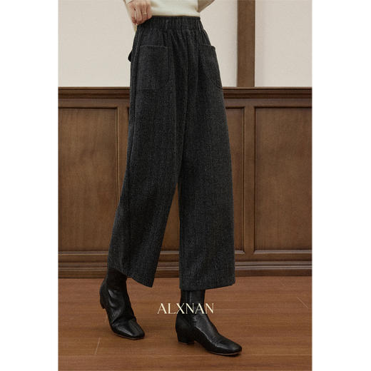 鹿向南「帕维暖织」松弛感百搭咖色休闲裤女秋冬季显瘦直筒阔腿裤 商品图1